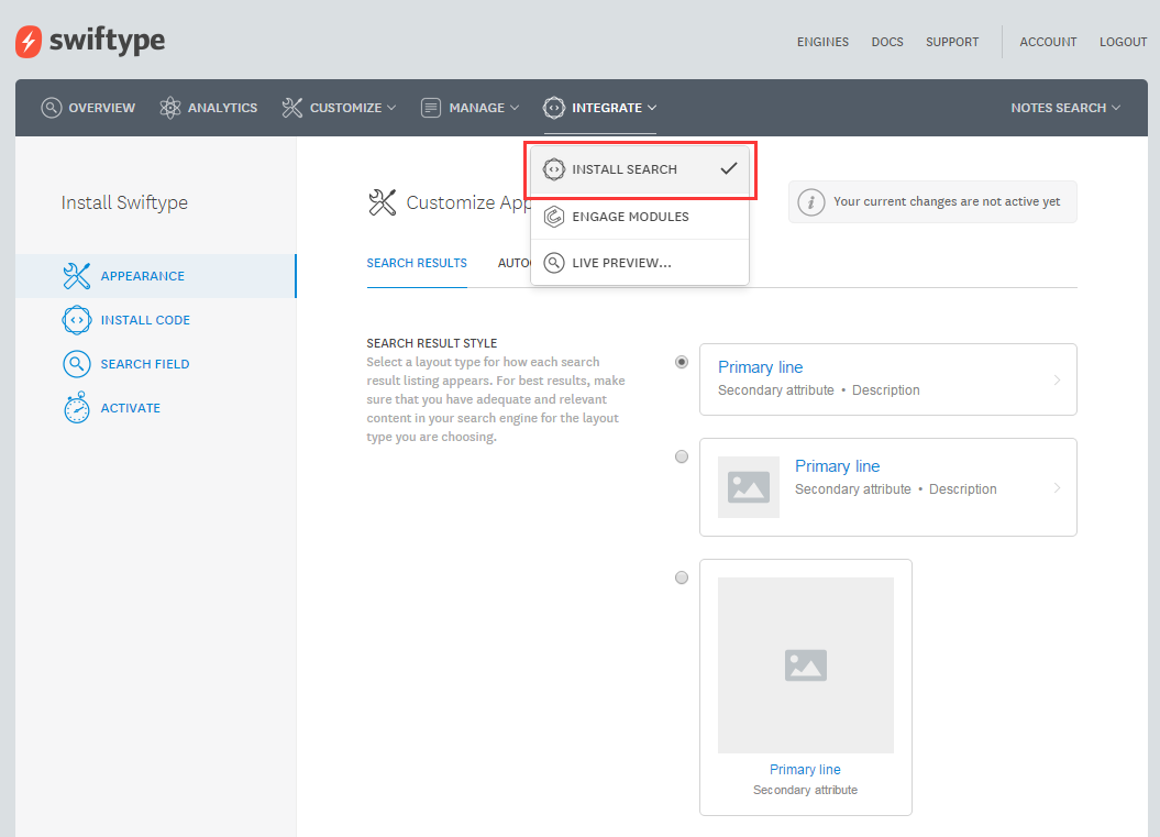 Swiftype Customize And Enable Search